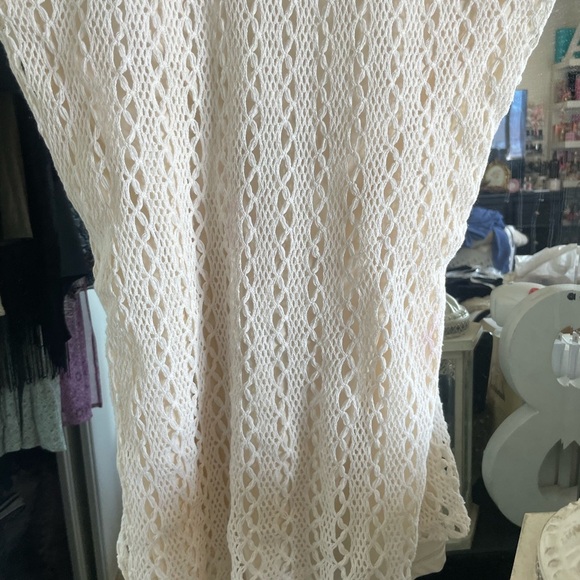 Zara Cream crochet tunic tank top-Large - Picture 4 of 10